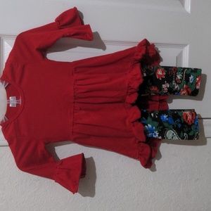 Girls Local Boutique Red & Black Paisley Matching Set Top & Pants. Size S (5)